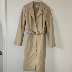 Clothes London Beige Trench Coat – Size 10, Belted Longline Classic Style‎